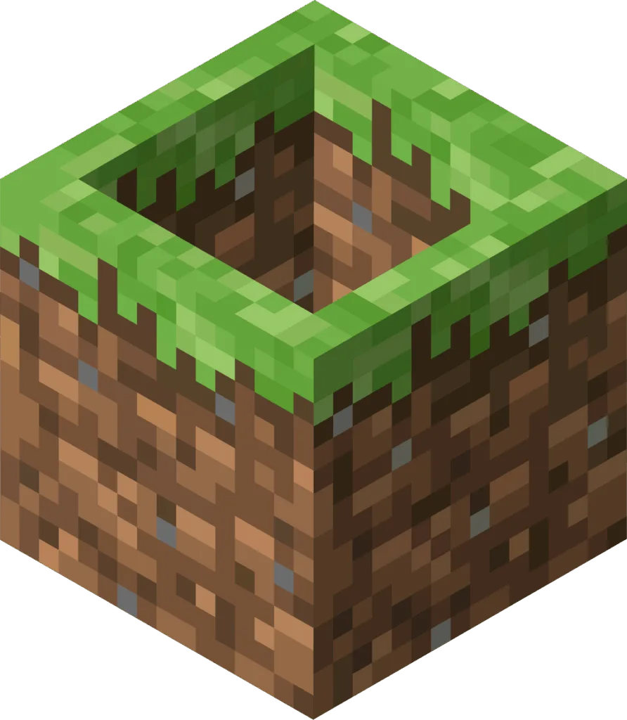 The official Survival Blocks logo, a 3D render of a Minecraft dirt block with a hollow top.